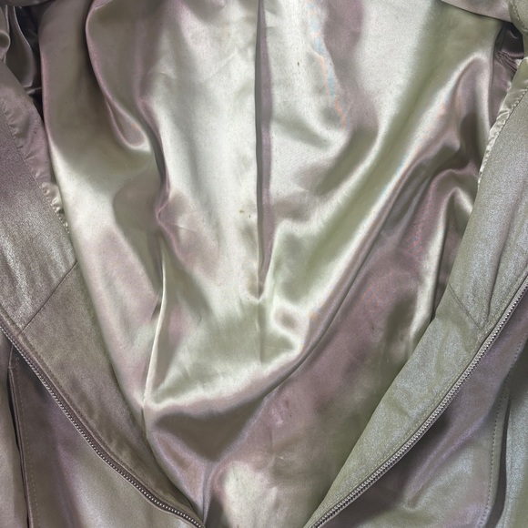 Chadwick’s XL Genuine Leather Jacket Sage Green Pearlized Zip Front Y2K - Picture 8 of 11